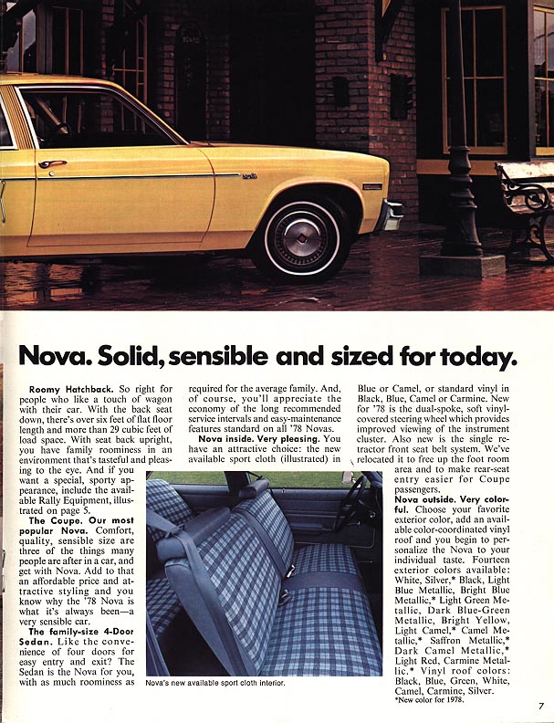 Image of the 1978 Nova Sales Brochure page 7
